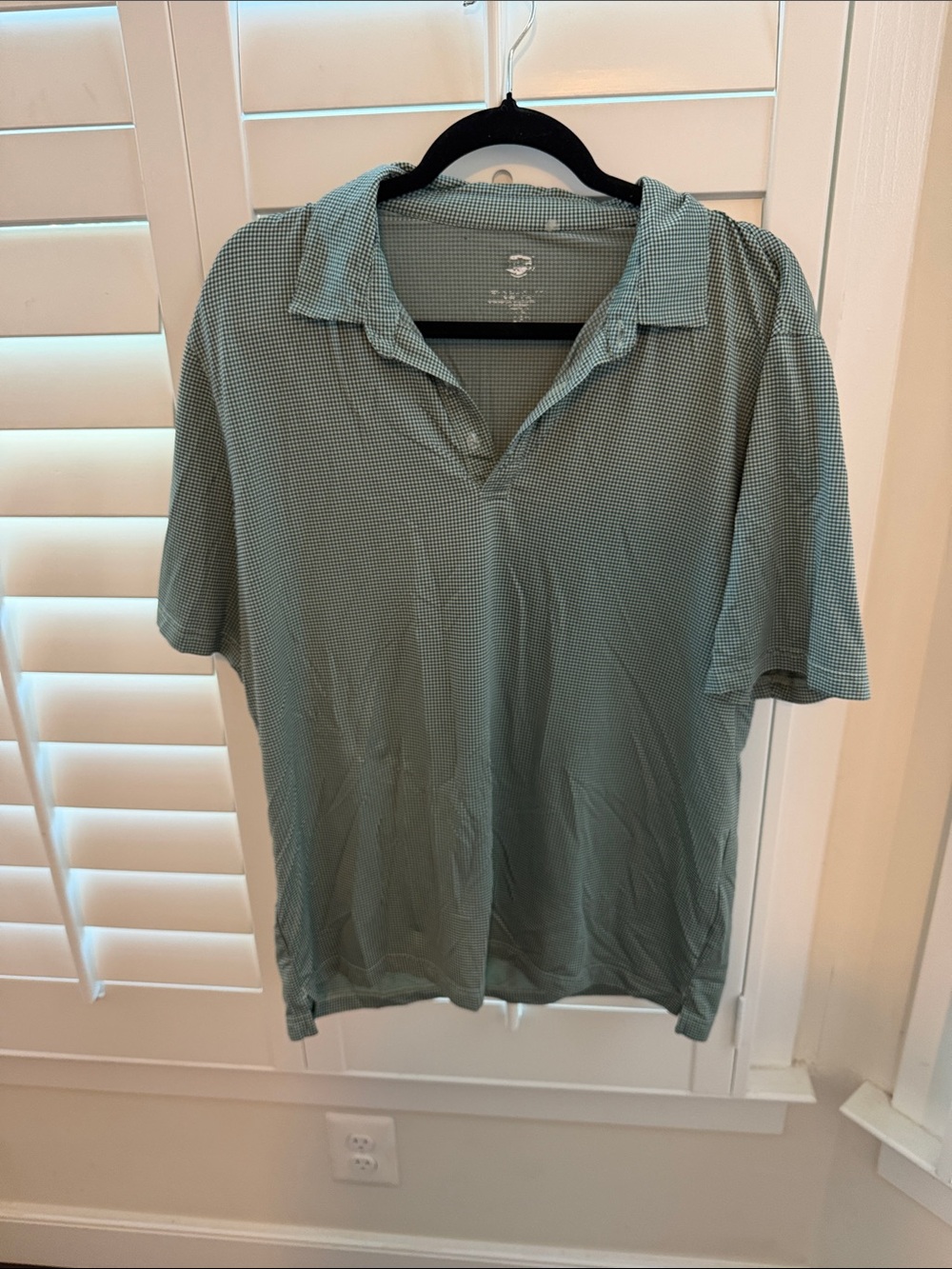 Light Green Micro-Check Short-Sleeve Polo
